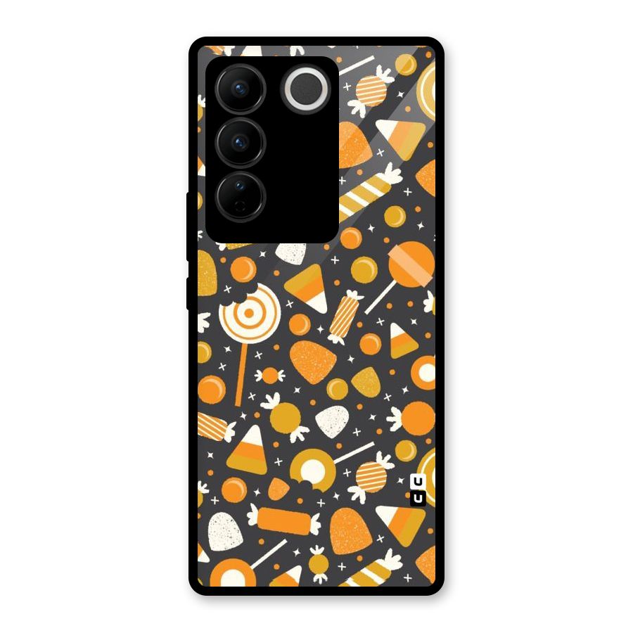Candies Pattern Glass Back Case for Vivo V27 Pro