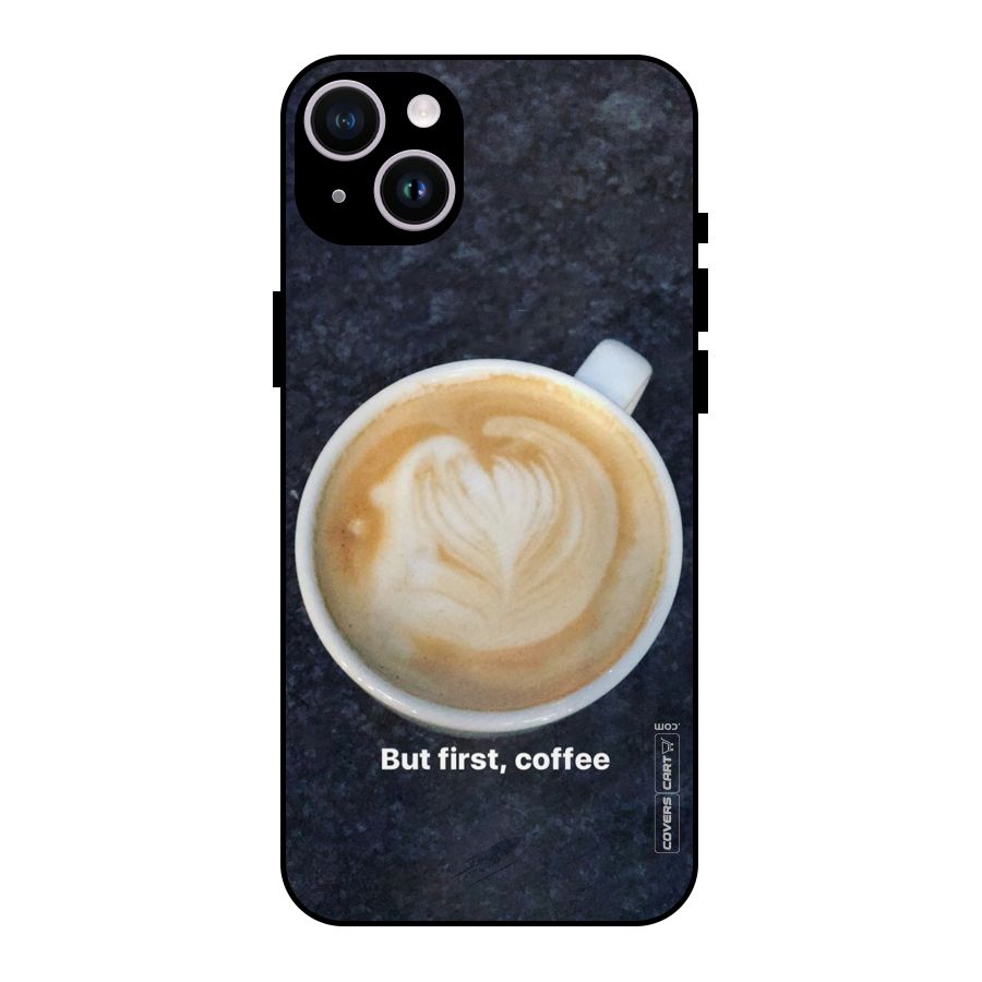 Cappuccino Coffee Metal Back Case for iPhone 14 Plus