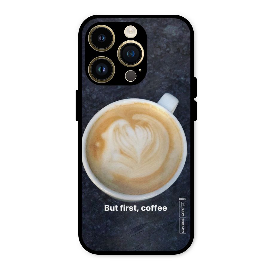 Cappuccino Coffee Metal Back Case for iPhone 14 Pro