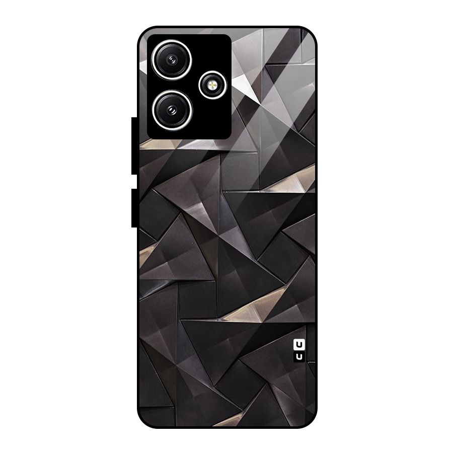 Carved Triangles Glass Back Case for Poco M6 Pro