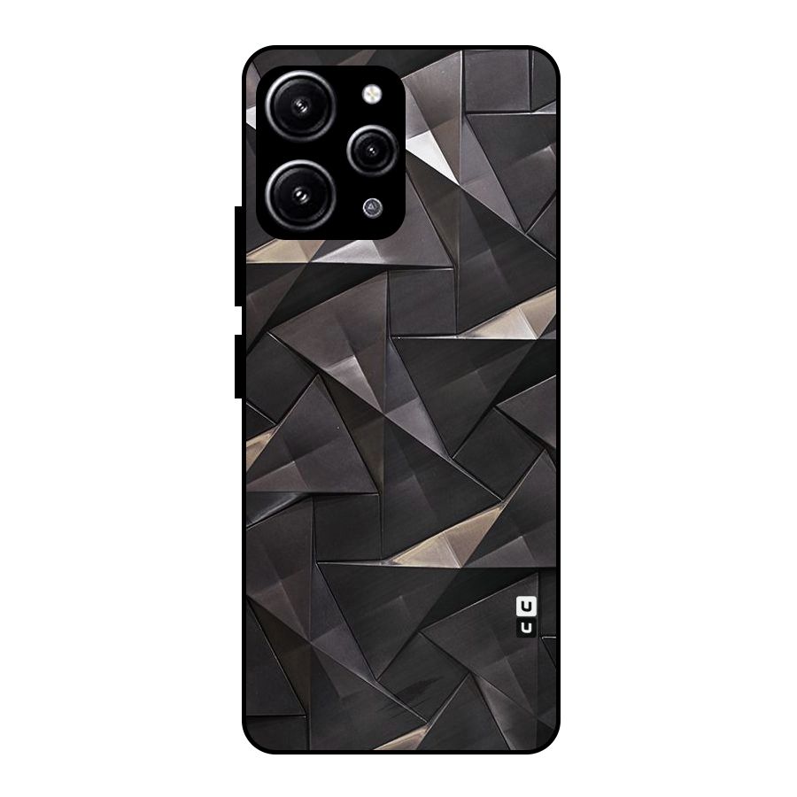 Carved Triangles Glass Back Case for Redmi 12 4G