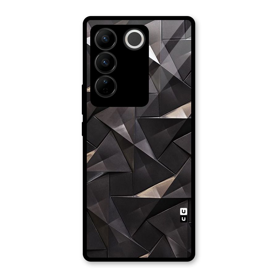 Carved Triangles Glass Back Case for Vivo V27 Pro