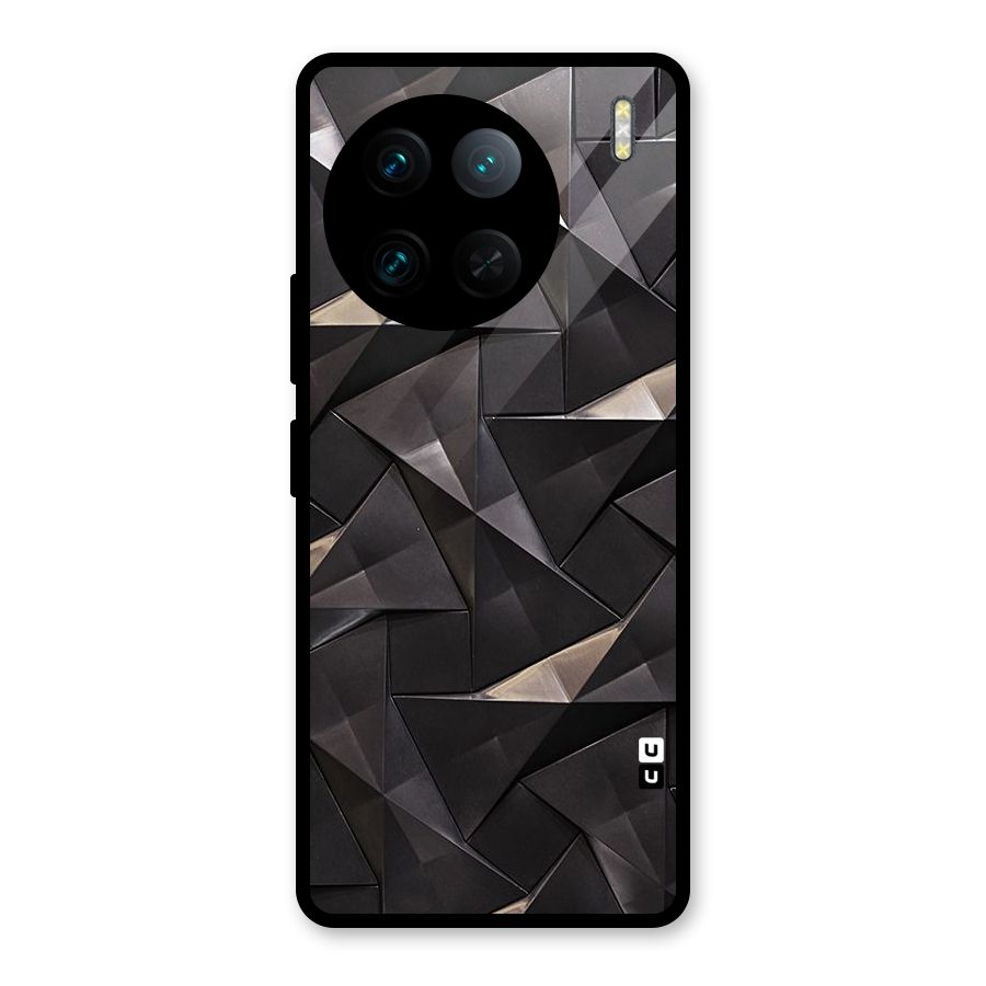 Carved Triangles Glass Back Case for Vivo X90 Pro