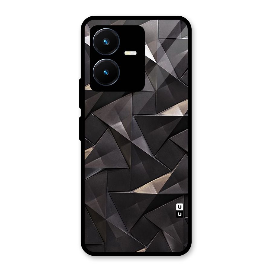 Carved Triangles Glass Back Case for Vivo Y22s