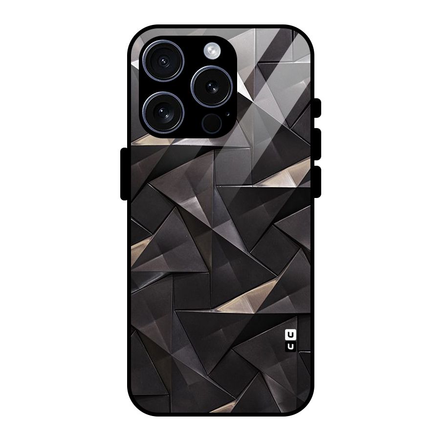 Carved Triangles Glass Back Case for iPhone 15 Pro