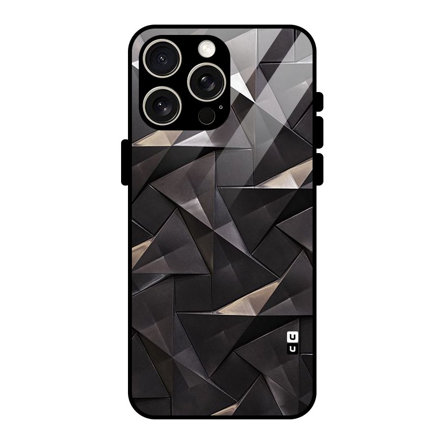 Carved Triangles Glass Back Case for iPhone 15 Pro Max