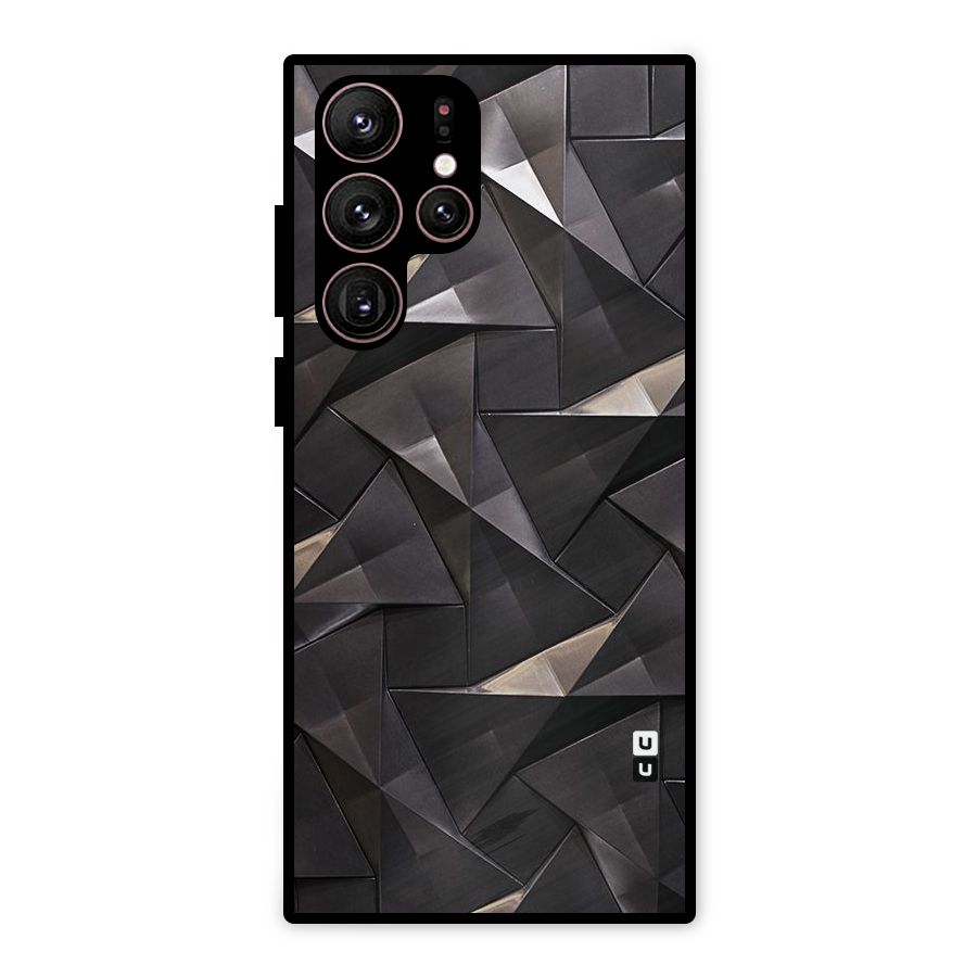 Carved Triangles Metal Back Case for Galaxy S22 Ultra 5G