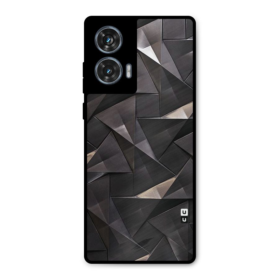 Carved Triangles Metal Back Case for Motorola Edge 50 Fusion