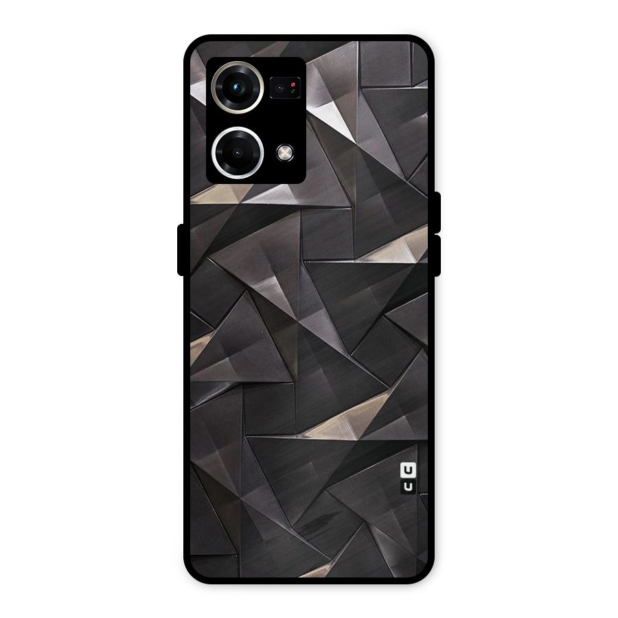 Carved Triangles Metal Back Case for Oppo F21 Pro 4G