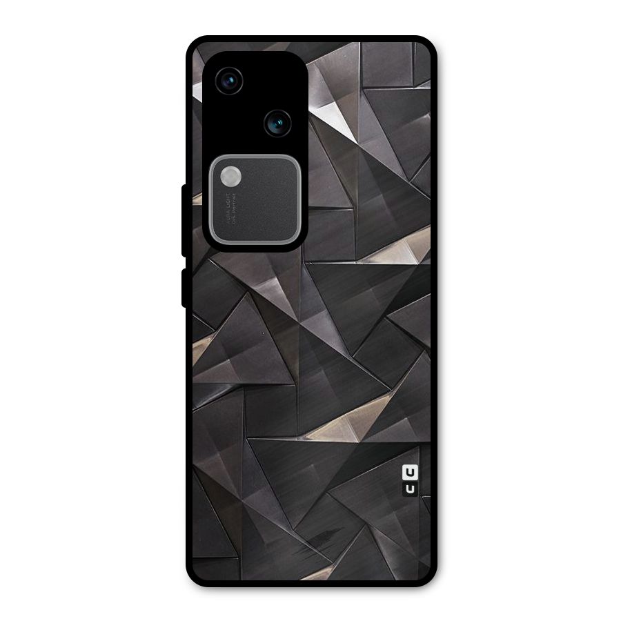 Carved Triangles Metal Back Case for Vivo V30 Pro