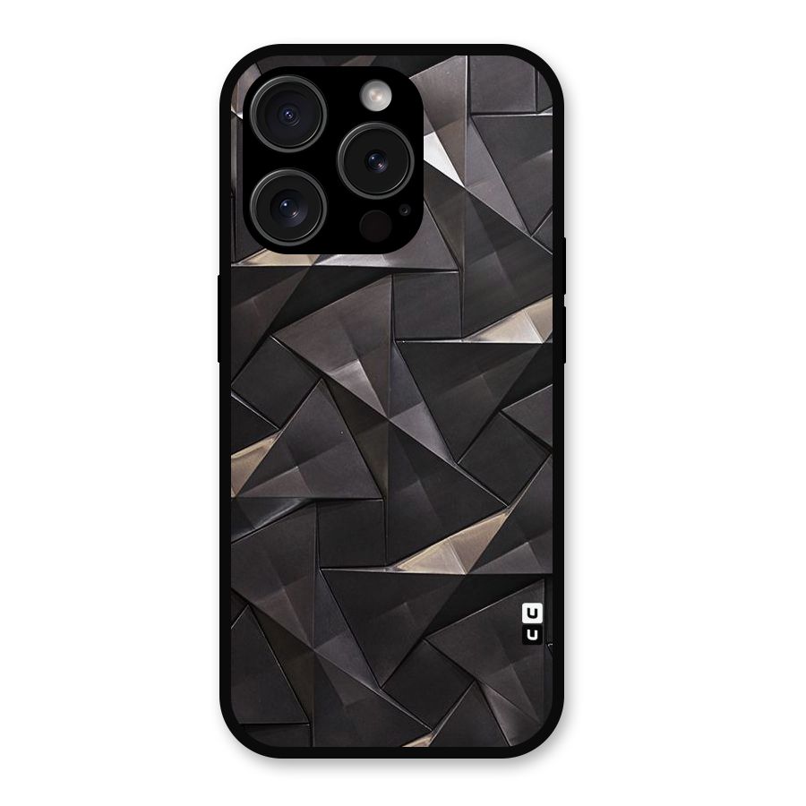 Carved Triangles Metal Back Case for iPhone 15 Pro