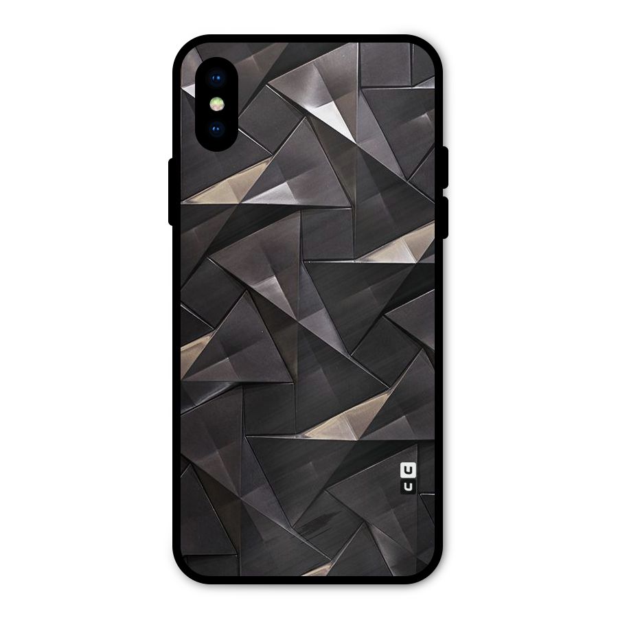 Carved Triangles Metal Back Case for iPhone XS