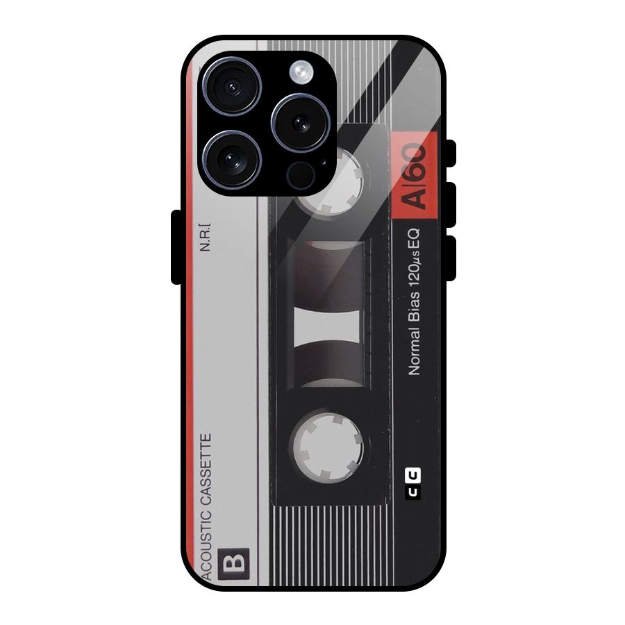 Casette Design Glass Back Case for iPhone 15 Pro