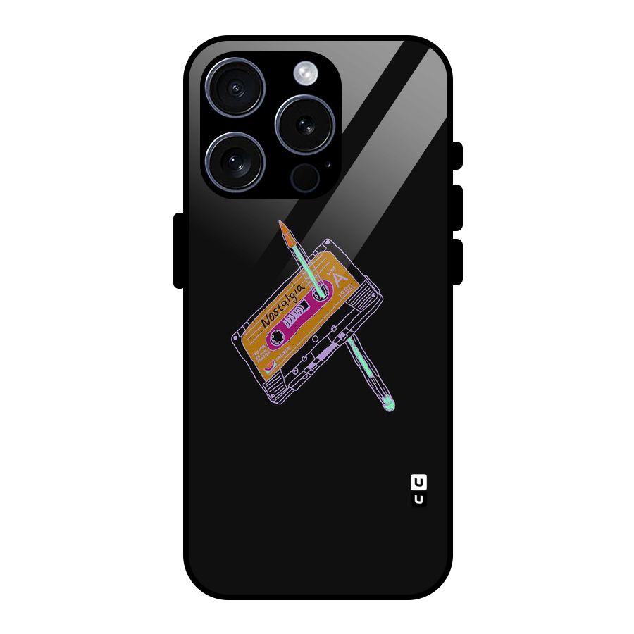 Casette Nostalgia Glass Back Case for iPhone 15 Pro