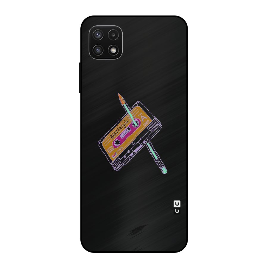 Casette Nostalgia Metal Back Case for Galaxy A22 5G