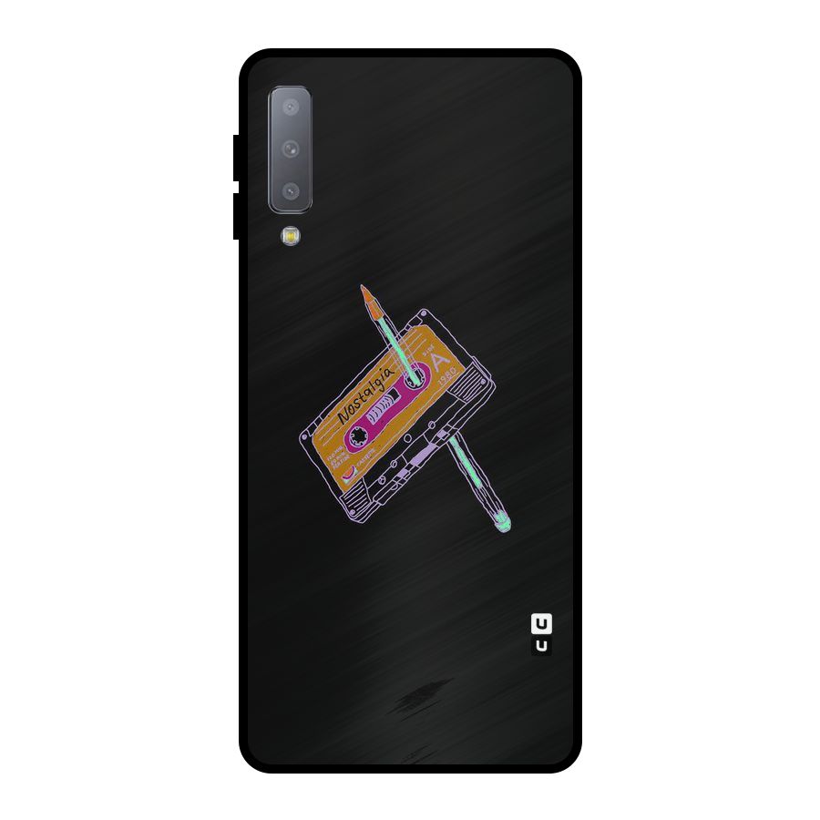 Casette Nostalgia Metal Back Case for Galaxy A7 (2018)