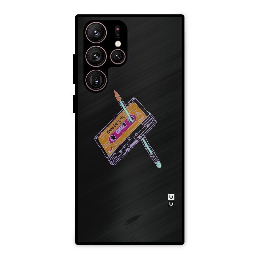 Casette Nostalgia Metal Back Case for Galaxy S22 Ultra 5G