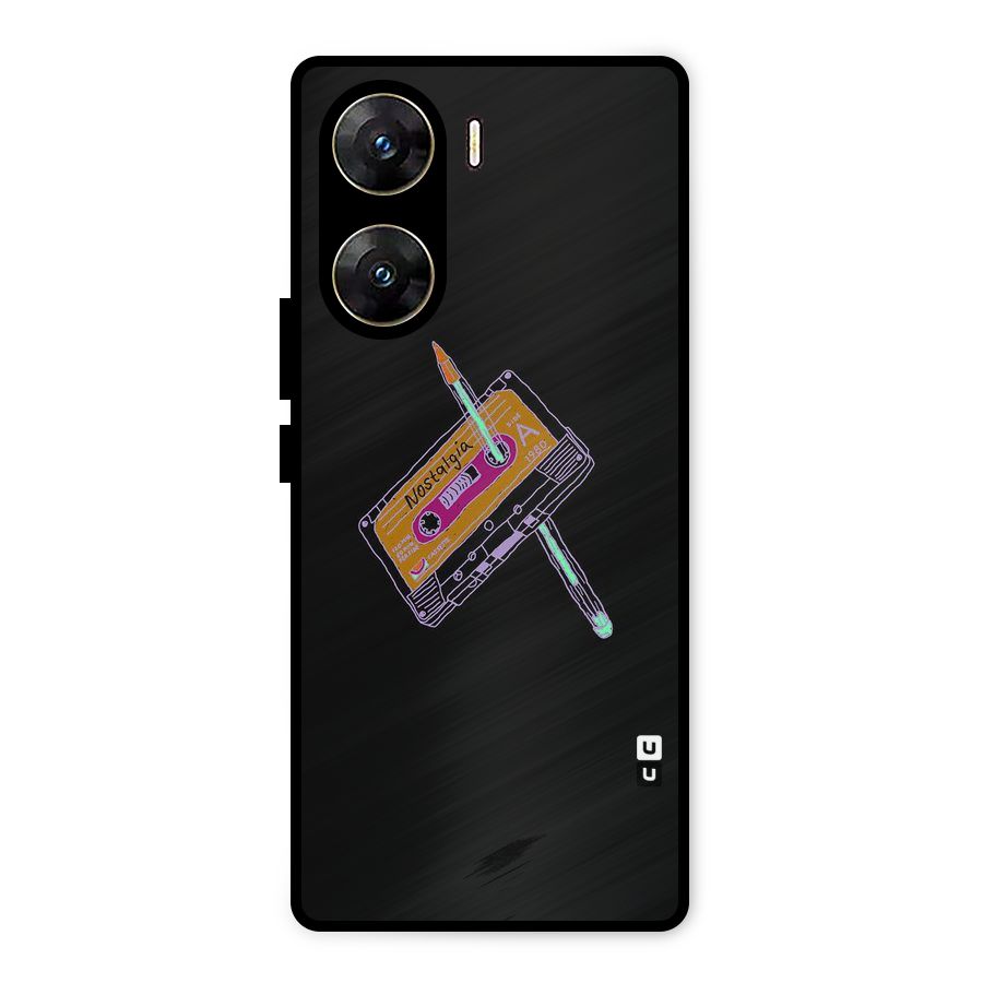 Casette Nostalgia Metal Back Case for Vivo V29e