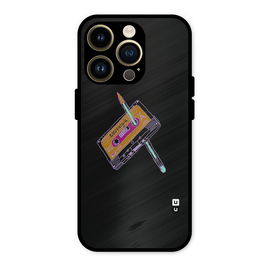 Casette Nostalgia Metal Back Case for iPhone 14 Pro