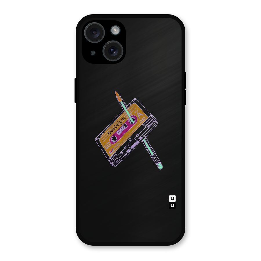 Casette Nostalgia Metal Back Case for iPhone 15 Plus