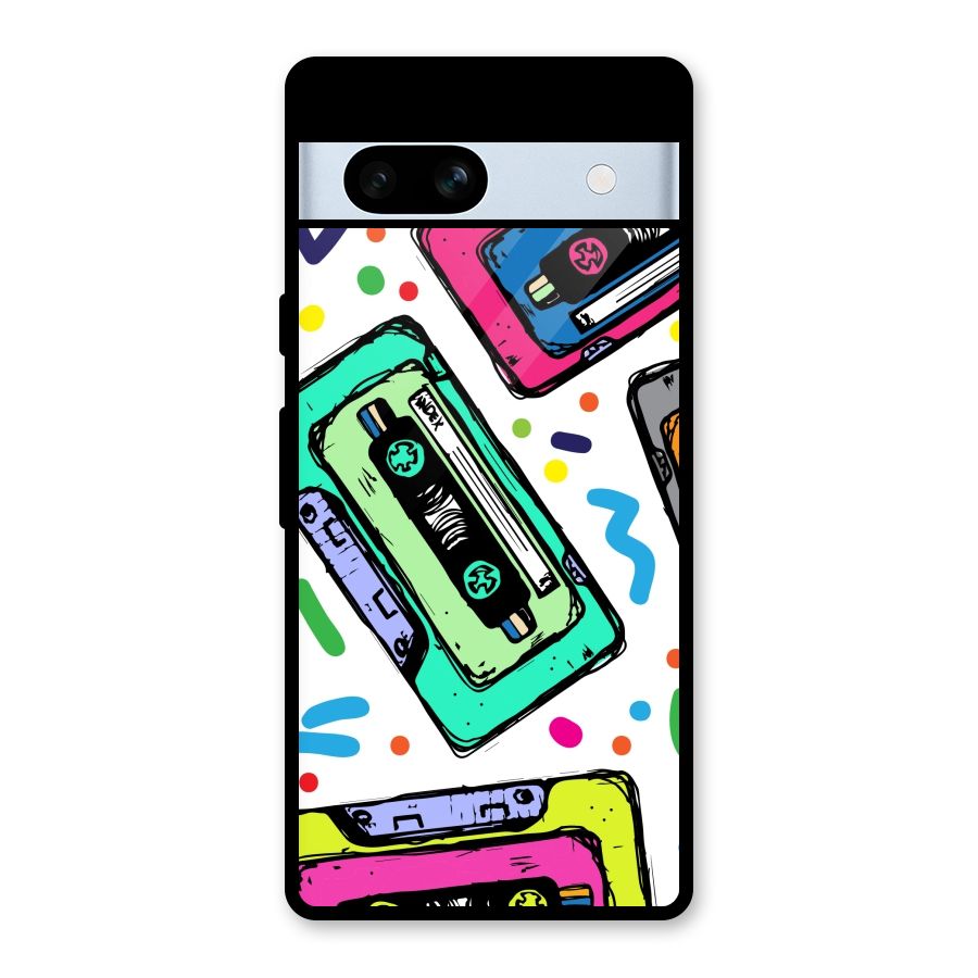 Cassette Pattern Glass Back Case for Google Pixel 7a