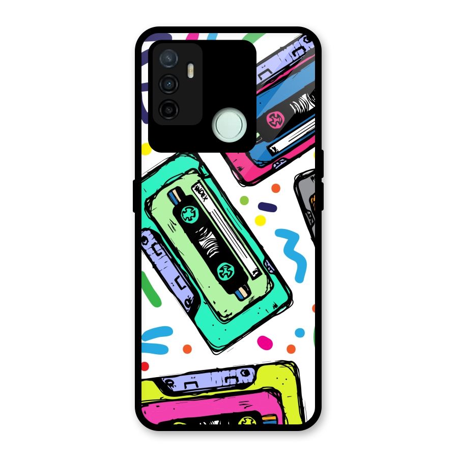 Cassette Pattern Glass Back Case for Oppo A53