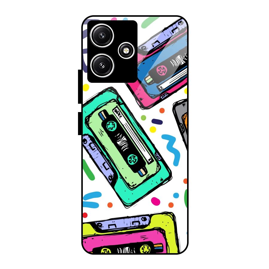 Cassette Pattern Glass Back Case for Poco M6 Pro