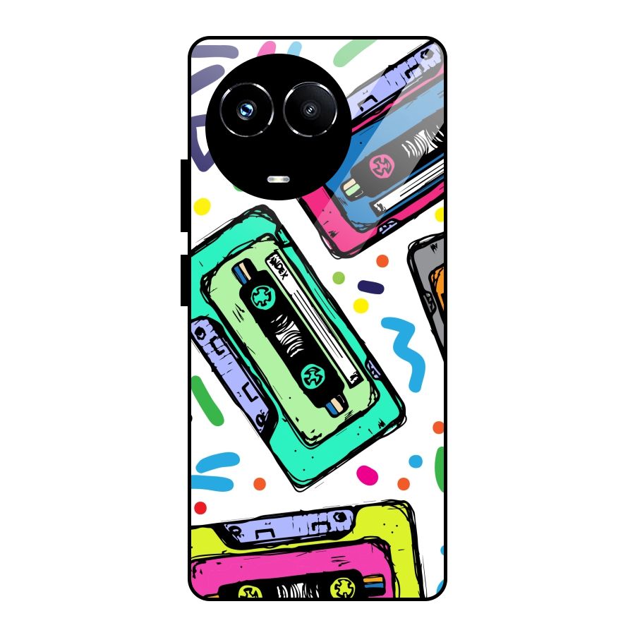 Cassette Pattern Glass Back Case for Realme Narzo 60X