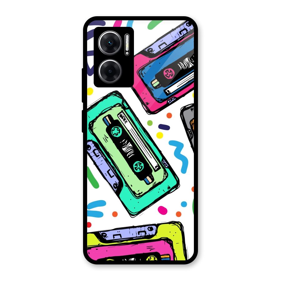 Cassette Pattern Glass Back Case for Redmi 11 Prime 5G