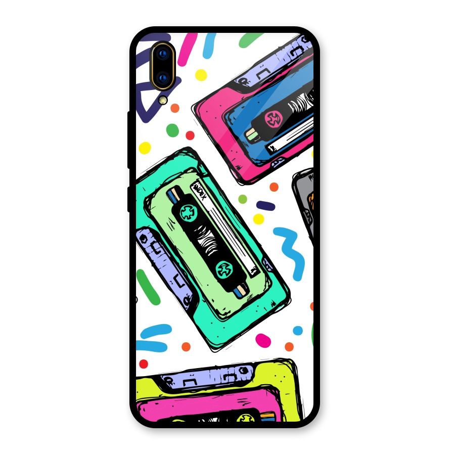 Cassette Pattern Glass Back Case for Vivo V11 Pro