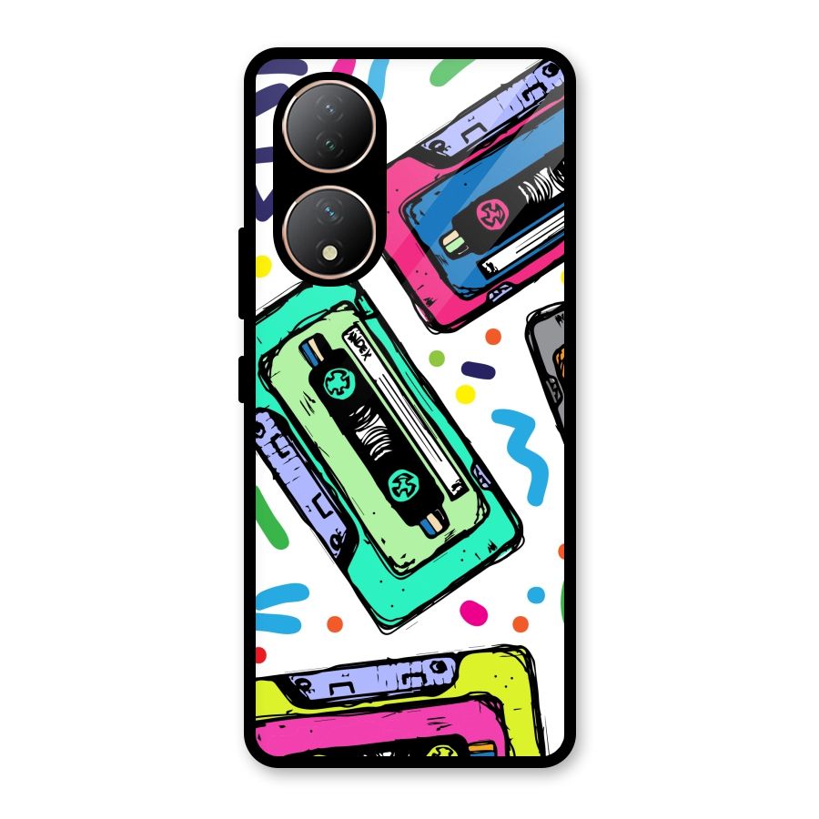 Cassette Pattern Glass Back Case for Vivo Y100A