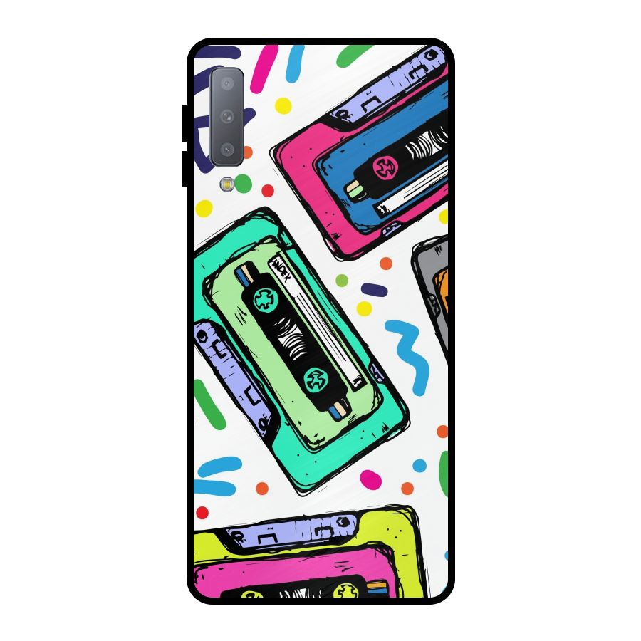 Cassette Pattern Metal Back Case for Galaxy A7 (2018)