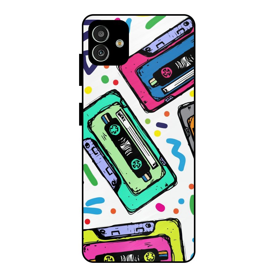 Cassette Pattern Metal Back Case for Galaxy M13 5G