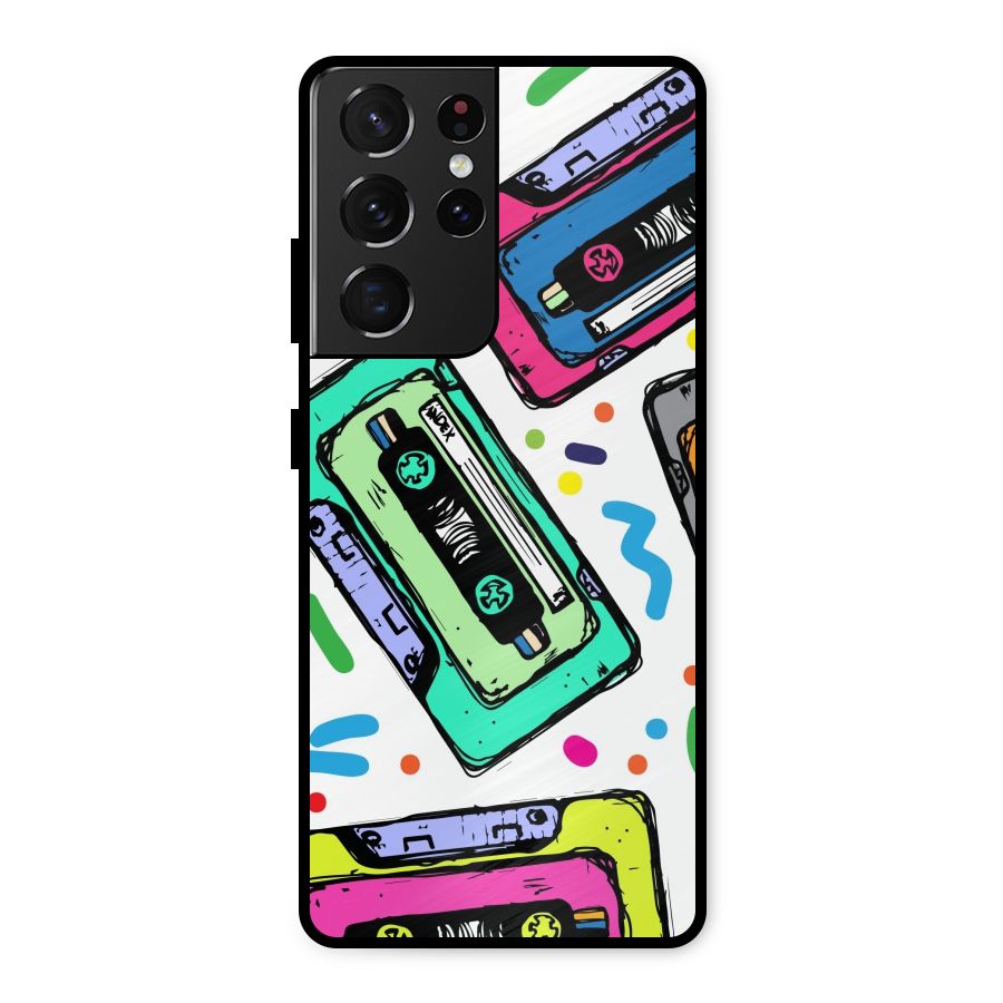 Cassette Pattern Metal Back Case for Galaxy S21 Ultra 5G
