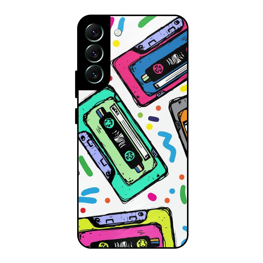 Cassette Pattern Metal Back Case for Galaxy S22 Plus 5G