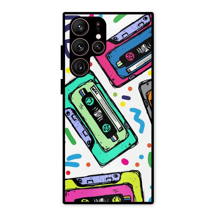 Cassette Pattern Metal Back Case for Galaxy S22 Ultra 5G