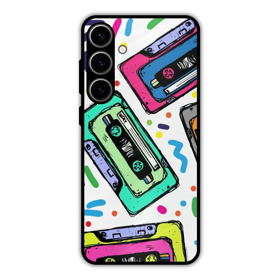Cassette Pattern Metal Back Case for Galaxy S24 Plus
