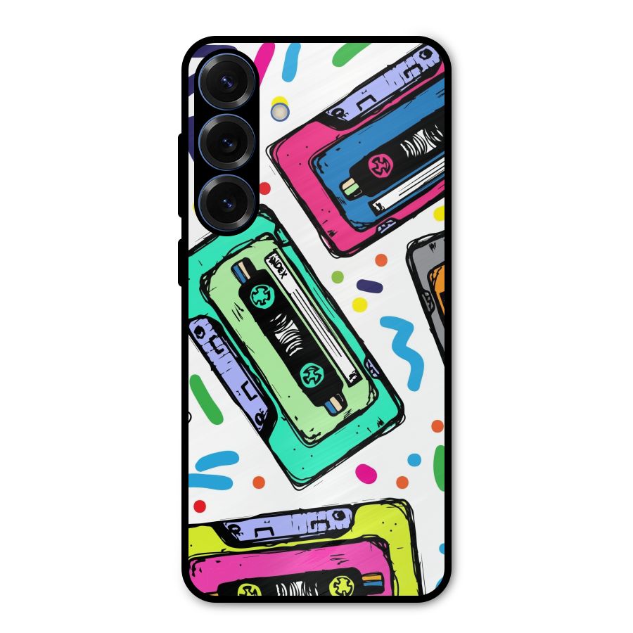 Cassette Pattern Metal Back Case for Galaxy S25 Plus
