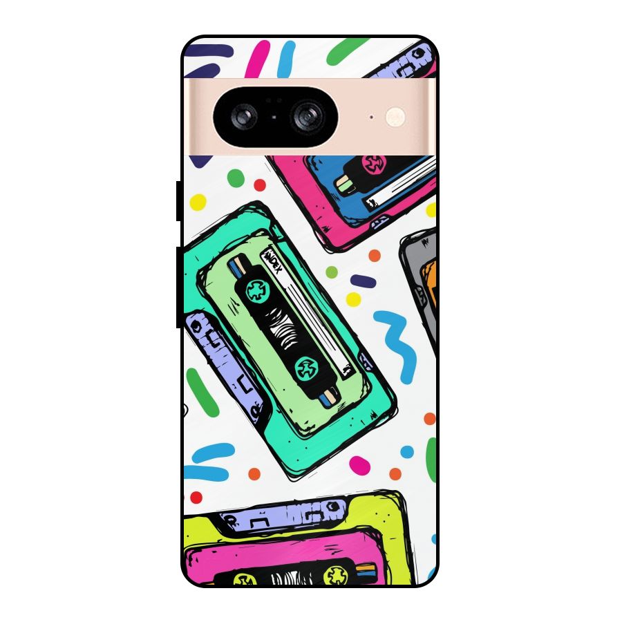 Cassette Pattern Metal Back Case for Google Pixel 8