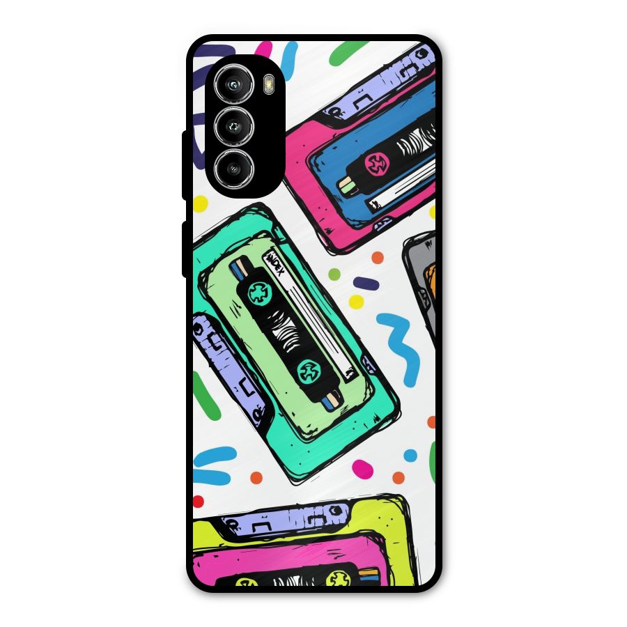 Cassette Pattern Metal Back Case for Moto G82