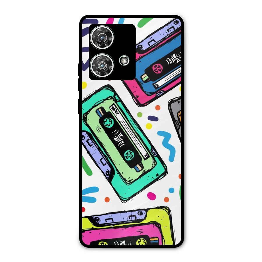 Cassette Pattern Metal Back Case for Motorola Edge 40 Neo