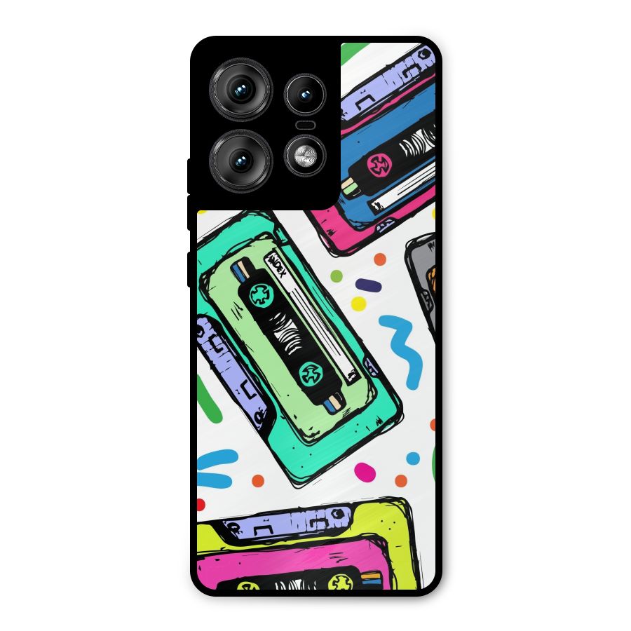 Cassette Pattern Metal Back Case for Motorola Edge 50 Pro
