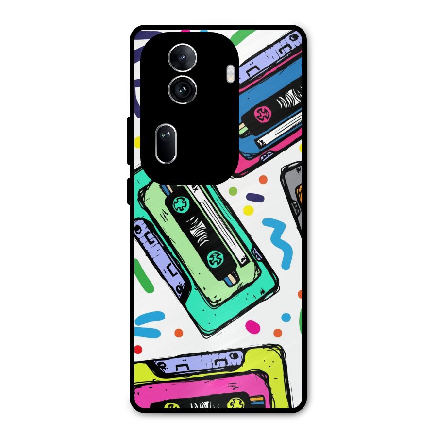 Cassette Pattern Metal Back Case for Oppo Reno11 Pro 5G