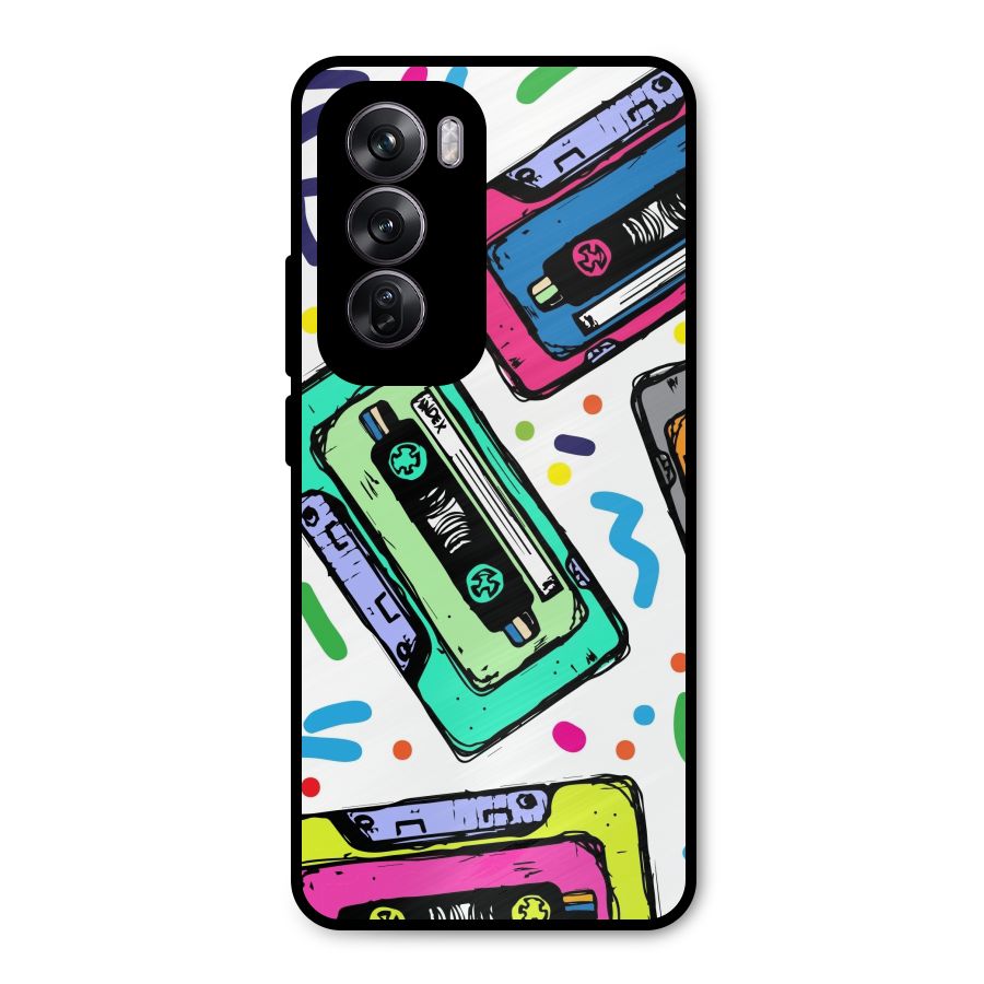 Cassette Pattern Metal Back Case for Oppo Reno12 Pro