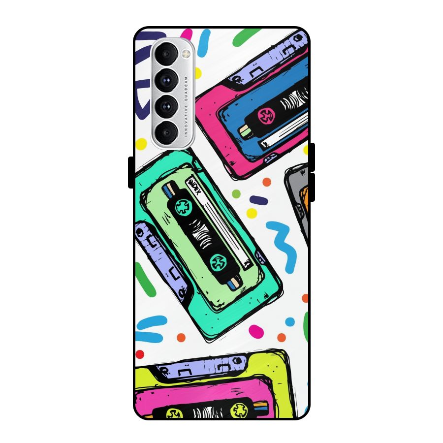 Cassette Pattern Metal Back Case for Oppo Reno4 Pro