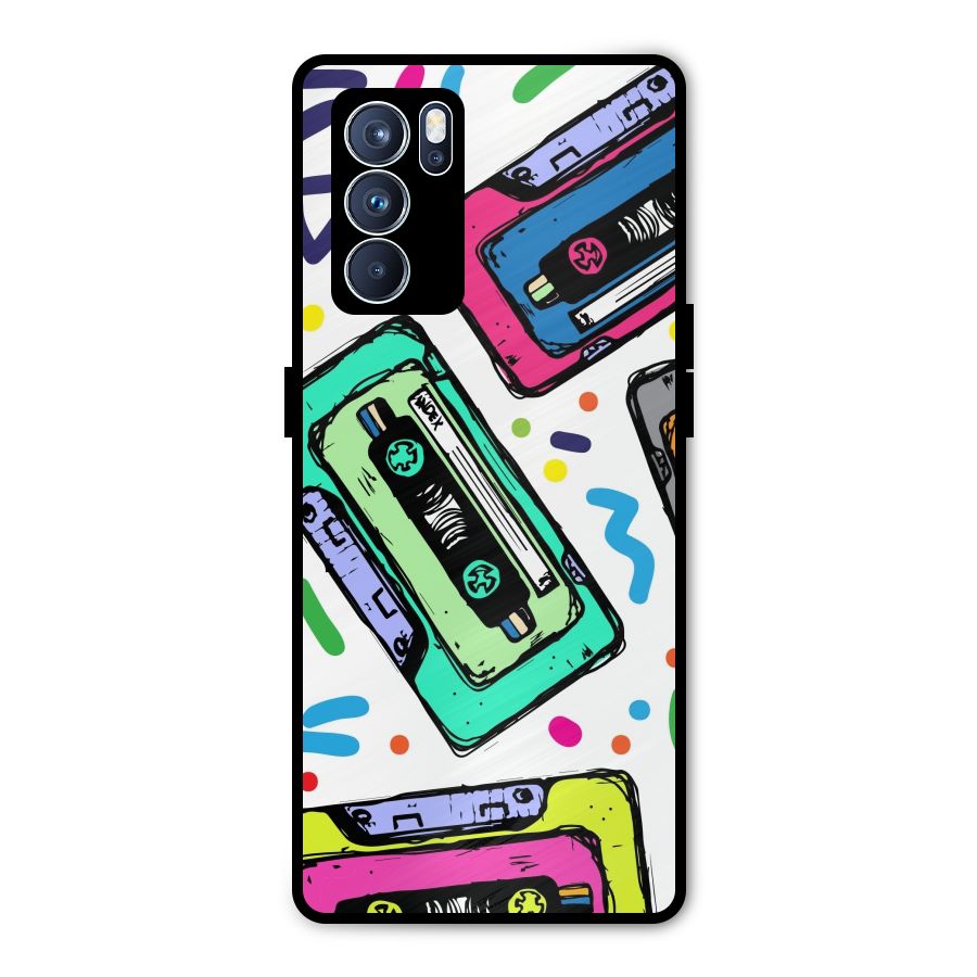 Cassette Pattern Metal Back Case for Oppo Reno6 Pro 5G
