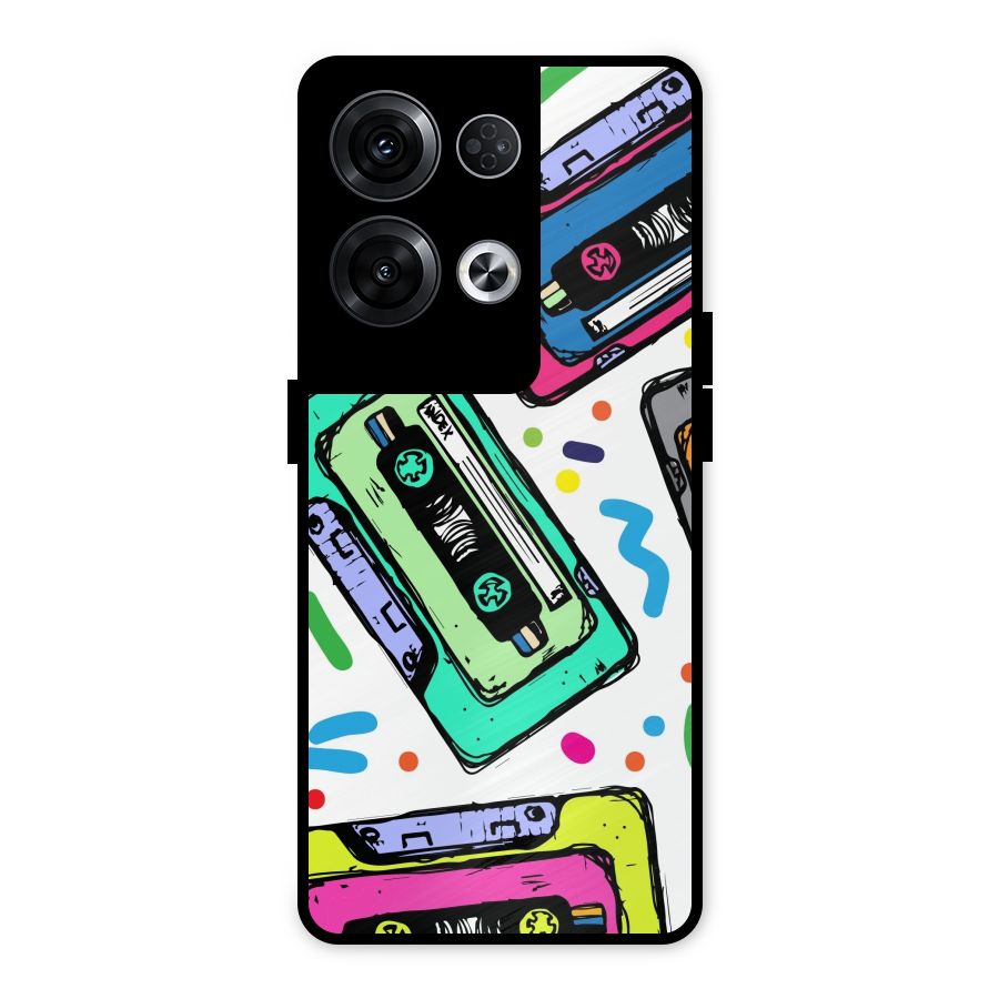 Cassette Pattern Metal Back Case for Oppo Reno8 Pro 5G