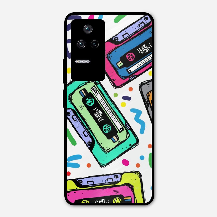 Cassette Pattern Metal Back Case for Poco F4 5G