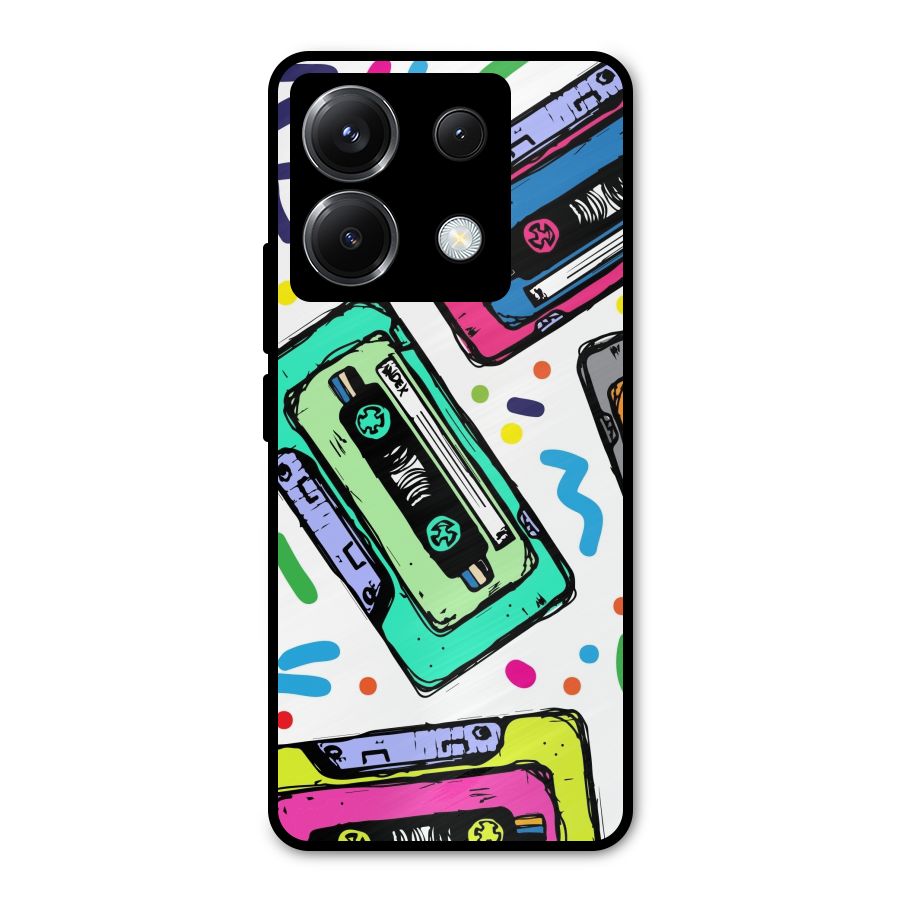 Cassette Pattern Metal Back Case for Poco X6