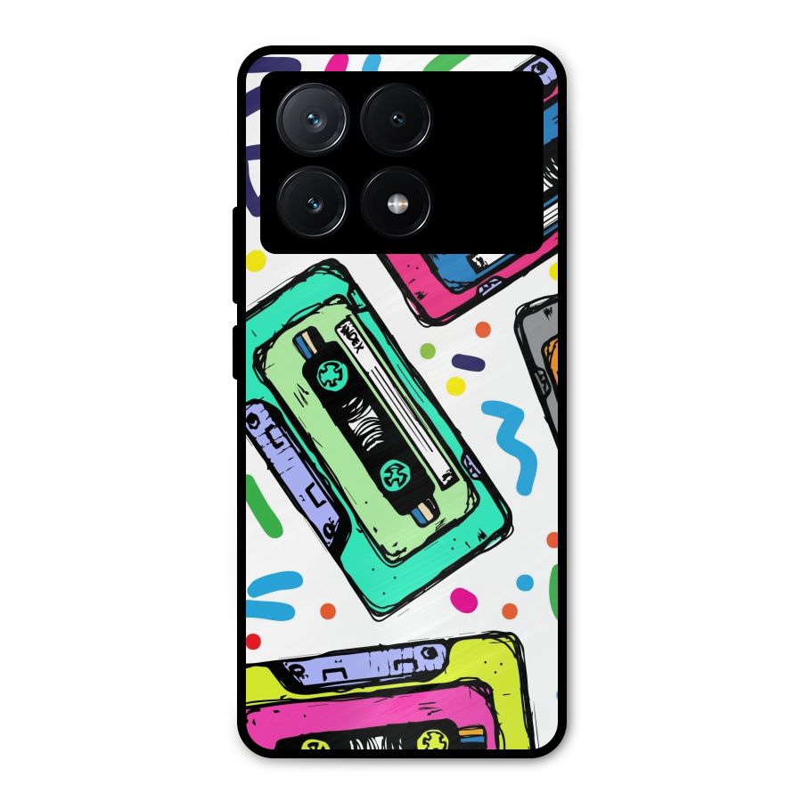 Cassette Pattern Metal Back Case for Poco X6 Pro